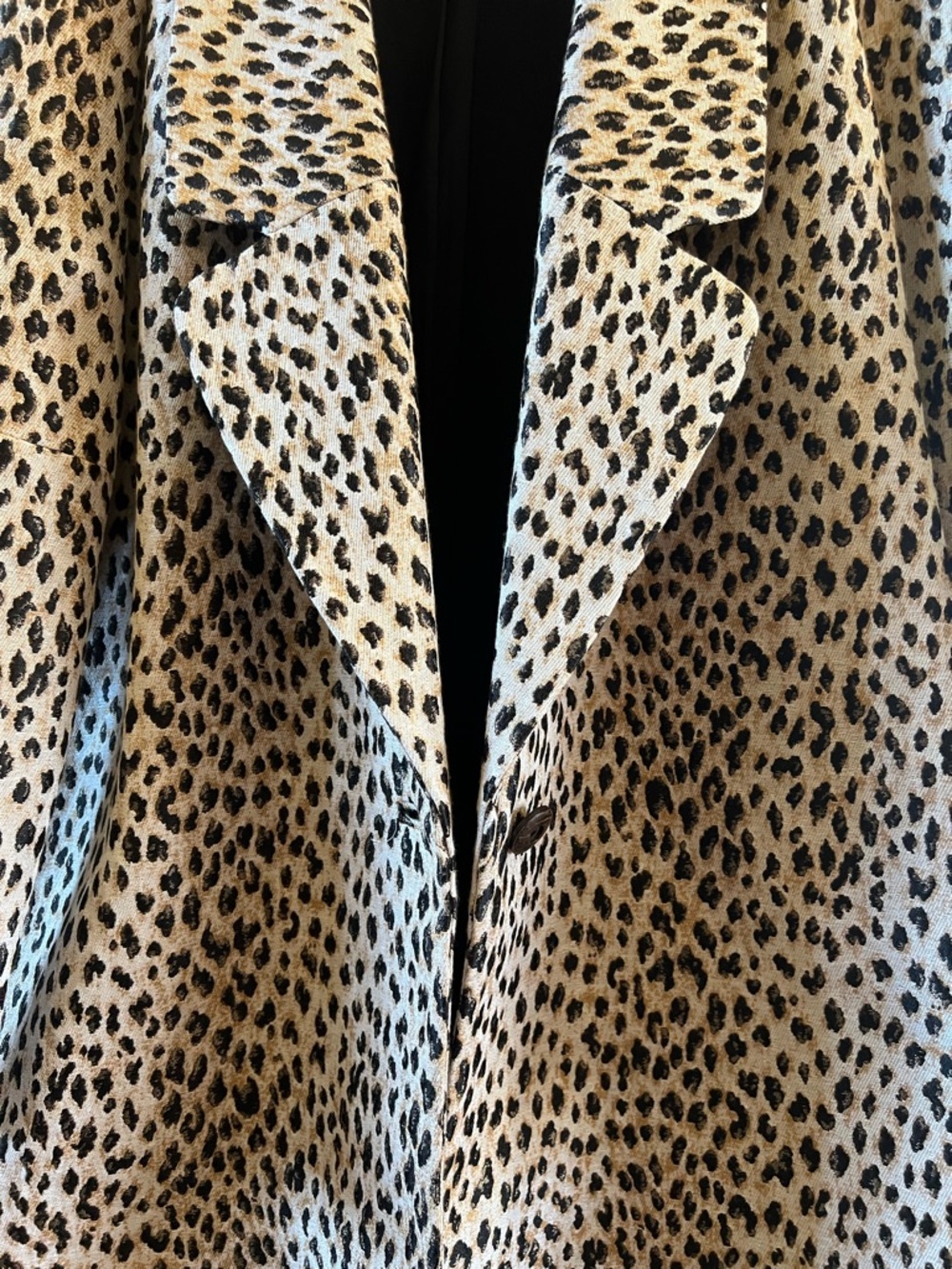 Diane Von Furstenberg Leopard Print Coat Duster Tan Black Size 12 - Picture 9 of 16